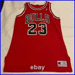 1990-91 Champion Michael Jordan Chicago Bulls Road Red Pro Cut Game Jersey vtg
