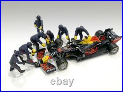 1/18 F1 Pit Crew Figure (Set of 7) + F1 Renault Red Bull RB13 #33 Max Verstappen
