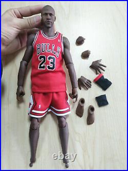1/6 Michael Jordan S-09 Head+Red Chicago Bulls Jersey 23+Black Figure Body Model