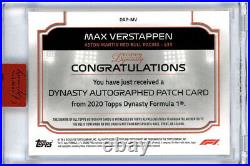 2020 Topps Formula 1 Dynasty MAX VERSTAPPEN AUTO PATCH 7/10 Red Bull Racing F1