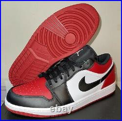 Air Jordan 1 Low Bulls Bred Toe Men's Size 10.5 Black Red White 553558-612 DS