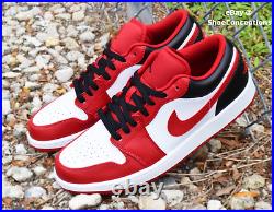 Air Jordan 1 Low Shoes Bulls White Gym Red Black 553558-163 Men's ALL Sizes