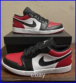 Air Jordan 1 Low Shoes Bulls White Gym Red Black 553558-163 Men's size 12