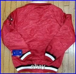Authentic Red Chicago Bulls Starter Brand NBA Tough Seasons Satin Zip Up Jacket