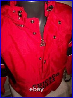 CHICAGO BULLS NBA Starter Hooded Half Zip Pullover Jacket S M L XL 2X RED