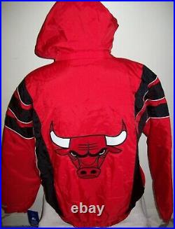 CHICAGO BULLS NBA Starter Hooded Half Zip Pullover Jacket S M L XL 2X RED