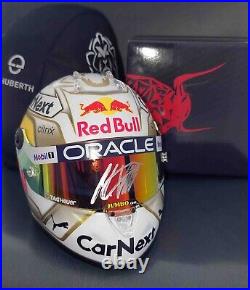 F1 2022 Max Verstappen signed model helmet photo proof Red Bull Racing Formula 1