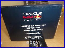 F1 Minichamps 118 M Verstappen Red Bull Racing RB18 Winner WC ITALIAN GP 2022