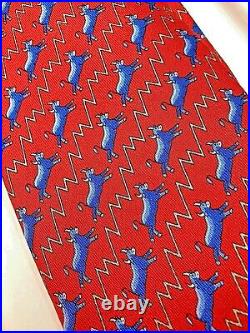 HERMES TIE 5373 TA Red Bull and Bear Wall Street tie brand new in box