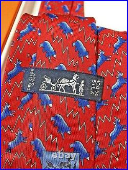 HERMES TIE 5373 TA Red Bull and Bear Wall Street tie brand new in box