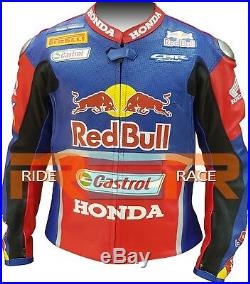 Honda Motorcycle Racing Biker Jacket Motogp Red Bull Leather Cowhide