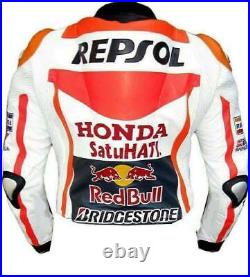 Honda Repsol Red Bull Motorcycle Cowhide Leather Street Racing Motorbike Jacket