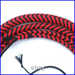 Indy Style Bull Whip 6 to 12 Foot 8 Plaits Red Black Nylon Para-cord Bullwhip
