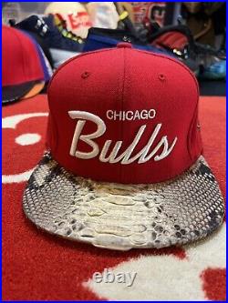 Just Don Mitchell & Ness Chicago Bulls Red/White Python Strapback Hat RSVP