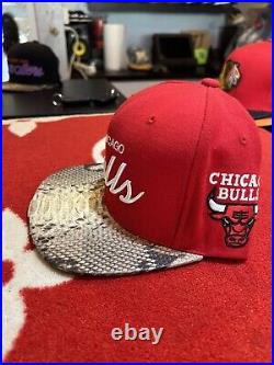 Just Don Mitchell & Ness Chicago Bulls Red/White Python Strapback Hat RSVP