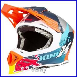 Kini Red Bull Comp Light Orange Blue Motorcycle Full Face MX Crash Helmet New