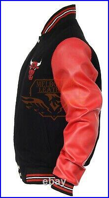 Men's Chicago Bulls Real Leather and Real Wool Varsity Jacket
