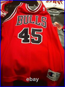 NEW Champion Michael Jordan Jersey Chicago Bulls NEW Auth#45 NBA-Vtg 90s Size 48