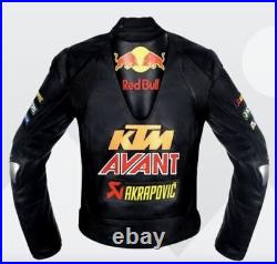 NEW Men's Red Bull Motorcycles Racing Motor Bike Riding Cowhide Leather Jacket