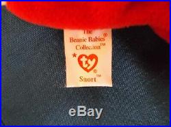 NEW Rare Ty Beanie Baby Snort Red Bull with Swing Tag / 11 Errors, PVC Pellets NWT