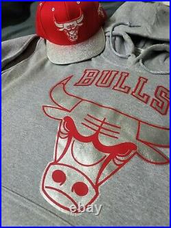 NEW chicago bulls New Era Hat red and silver and custom hoodie XL men to match
