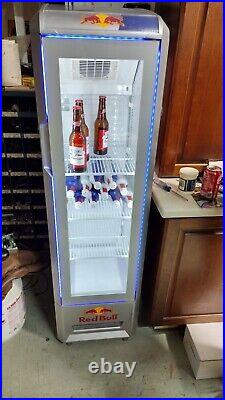 Near Mint Red Bull Energy Refrigerator Glass Door Bar Slim Mini Cooler Fridge