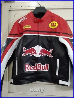 New Customize Red Bull Racing Motorcycles Racing Motor Bike Real Leather Jacket
