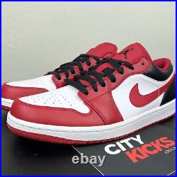 New Mens Nike Air Jordan 1 Low Sz 10.5 White Red Black Bred Chicago 553558 163