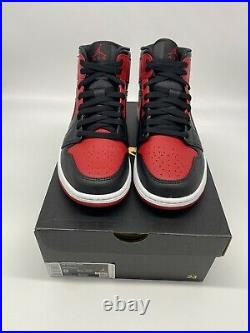 New Nike Air Jordan 1 Mid Banned Bred Black Red 554724-074 Men Size 8