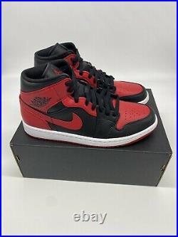 New Nike Air Jordan 1 Mid Banned Bred Black Red 554724-074 Men Size 8