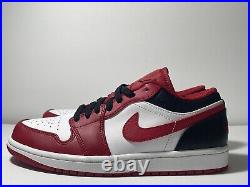 New Nike Jordan 1 Low Bulls White Black Red (553558-163) Men's Size 8-13 US