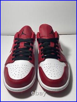 New Nike Jordan 1 Low Bulls White Black Red (553558-163) Men's Size 8-13 US