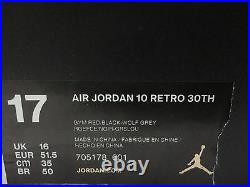 Nike Air Jordan 10 Retro 30th, Bulls Over Broadway, Toro, Size 17