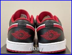Nike Air Jordan 1 Low White Gym Red Black Bulls 553558-163 Men's Size 10