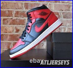Nike Air Jordan 1 Mid Banned Black Red 554724-074 GS Men Size
