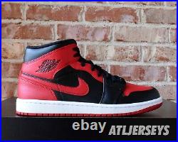 Nike Air Jordan 1 Mid Banned Black Red 554724-074 GS Men Size