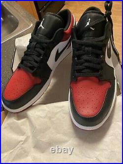 Nike Air Jordan 1 Retro Low Bred Toe Chicago Bulls Black Red 553558-612 Size 14