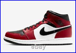 Nike Air Jordan 1 Retro Mid CHICAGO BULLS BLACK TOE BRED RED WHITE 554724-069