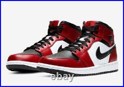 Nike Air Jordan 1 Retro Mid CHICAGO BULLS BLACK TOE BRED RED WHITE 554724-069