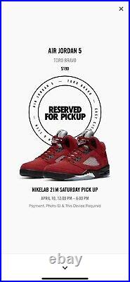Nike Air Jordan 5 Retro Raging Bull Black Red DD0587-600 Size