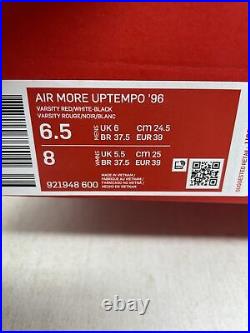 Nike Air More Uptempo'Bulls' Red Sneaker, Size 6.5 / 8W BNIB 921948-600
