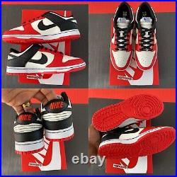 Nike Dunk Low Retro EMB Chicago Bulls Sail/Black-Red DD3363-100 Men's Sneakers