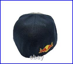 Red Bull 59Fifty New Era 6 Panel Athlete Embroidered Fitted Gray Blue Hat Size 7