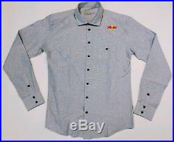 Red Bull Athletes Only long Sleeve casual button front shirt medium blue