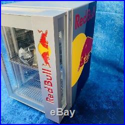 Red Bull Baby Cooler 2020 Mini Fridge LED Light Up Door. Open Box Unused