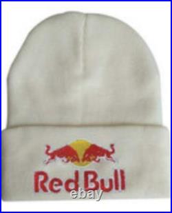 Red Bull Knit Hat Athlete Only Not for Sale Supplied Free Size Beanie White Rare