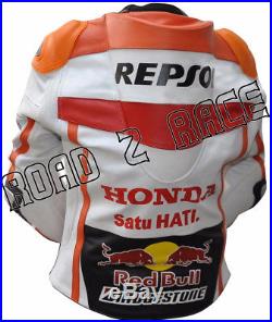 Repsol RedBull Motorcycle Biker Racing Cowhide Leather Jacket