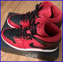 Size 11 Jordan 1 Mid Reverse Bred Sneakers 2022 New With Box