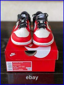Size 12c (PS) Nike Dunk Low'Sail/Black/Chile Red' Preschool Kids DC9564-100