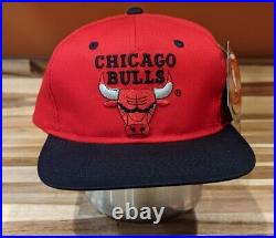 Vintage 90s The G Cap Chicago Bulls Embroidered Red Snapback NBA Hat Cap Jordan